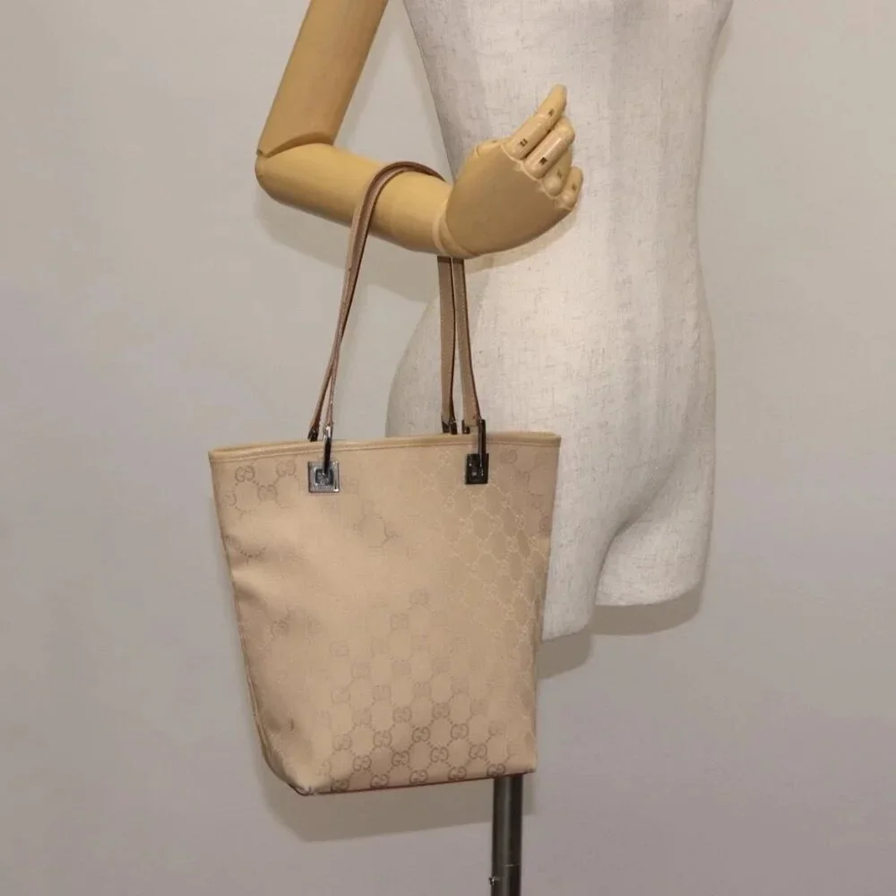 GUCCI GG Canvas Tote Bag Beige Silver 31244 Auth - Picture 14 of 16